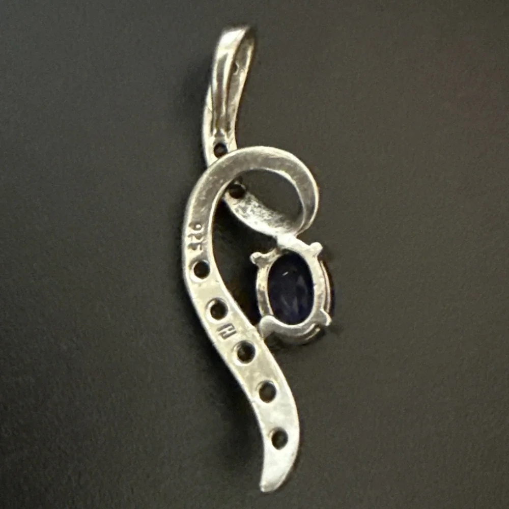 Topaz White Sapphire Infinity Pendant 925 Sterling Silver‎ Vintage